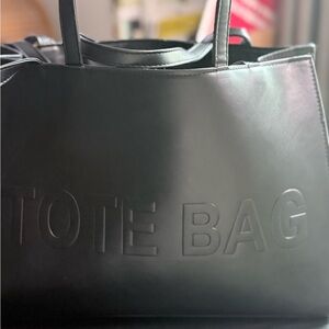 Chic Black Embossed Tote Bag